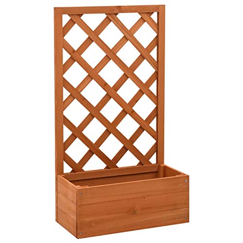 Tidyard Garten-Spalier mit Blumenkasten Pflanzkübel Holzkübel Holzhochbeet Gartenhochbeet für Balkon & Garten & Terrasse Orange 50x25x90 cm Tannenholz von Tidyard