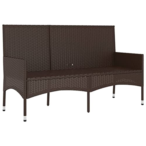 Tidyard Gartenbank 3-Sitzer Outdoor-Loungemöbel-Set mit Kissen Parkbank Sitzbank Gartenmöbel Outdoor-Bank Balkonbank Ruhebank 140 x 51 x 85 cm (B x T x H) für Garten Terrasse Hof PE-Rattan von Tidyard