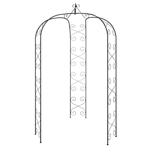 Tidyard Gartenbogen Rosenbogen Gartenlaube GartenpergolaHolzpergola Torbogen Rankenbogen 180 x 255 cm (Durchmesser x H) Pulverbeschichteter Stahl Schwarz von Tidyard