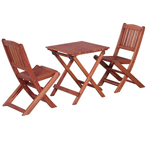 Tidyard- Gartenmöbel Bistro-Set Mit,Garten Garnitur Sitzgruppe aus Holz-3-teilig -1 Tisch+2 faltbaren Stuhl,Eukalyptusholz Massiv von Tidyard-