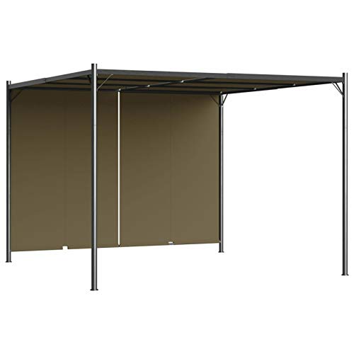 Tidyard Gartenpavillon mit ausziehbarem Dach Verstellbarer und versenkbarer Schiebedach Pavillon Pergola Überdachung Terrassenüberdachung Partyzelt 3x3 m Taupe 180 g/m² von Tidyard