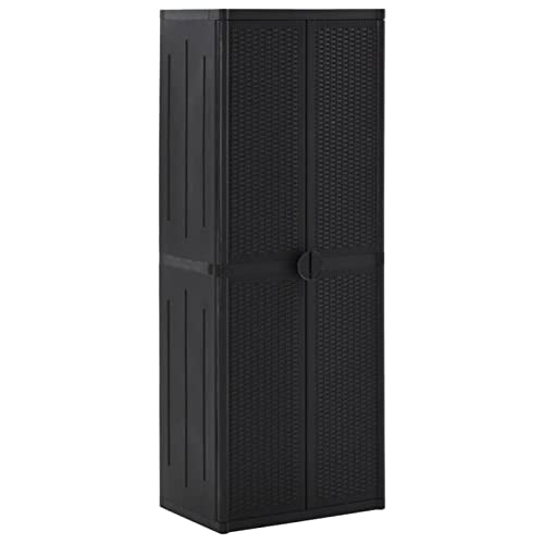 Tidyard Gartenschrank Mit 4 Regalböden Garten Aufbewahrungsschrank Außenschrank Haushaltsschrank Spindschrank Spind Terrassenschrank Balkonschrank Schwarz 65x45x172 cm Polypropylen Rattan von Tidyard
