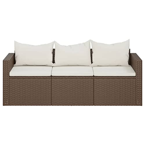 Tidyard Gartensofa 3 Sitzer Rattan, Modular Sofa, Rattansofa, Gartenlounge, Gartenmöbel Poly Rattan Braun von Tidyard