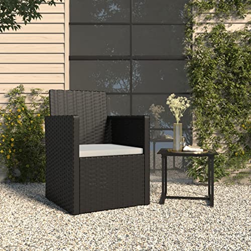 Tidyard Gartenstuhl mit Auflagen Kissen Stuhl Gartensessel Sessel Gartenmöbel Sofa Einzelsofa Lounge Balkon Terrasse Poly Rattan Schwarz von Tidyard