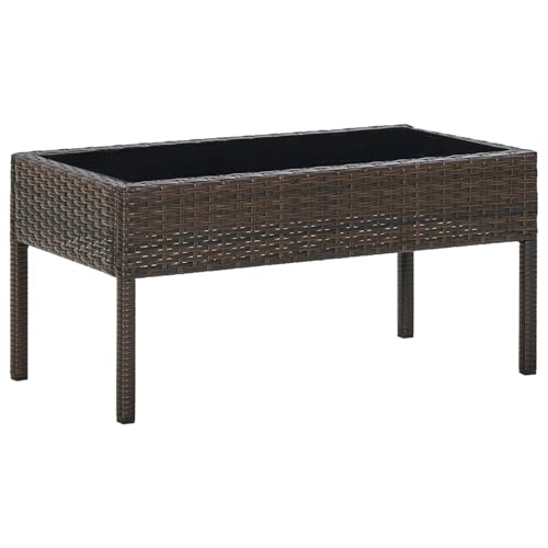 Tidyard Gartentisch Beistelltisch Balkontisch Loungetisch Couchtisch Kaffeetisch Terrassentisch Gartenmöbel Tisch Poly Rattan Braun 75x40x37cm von Tidyard