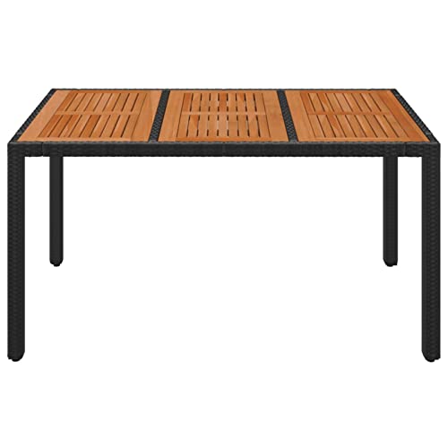 Tidyard Gartentisch Holztisch Beistelltisch Gartenmöbel Bistrotisch Garten Esstisch Tisch Balkontisch Terrassenmöbel mit Holzplatte Terrassentisch Tisch Outdoor 150 x 90 x 75 cm (B x T x H) PE-Rattan von Tidyard