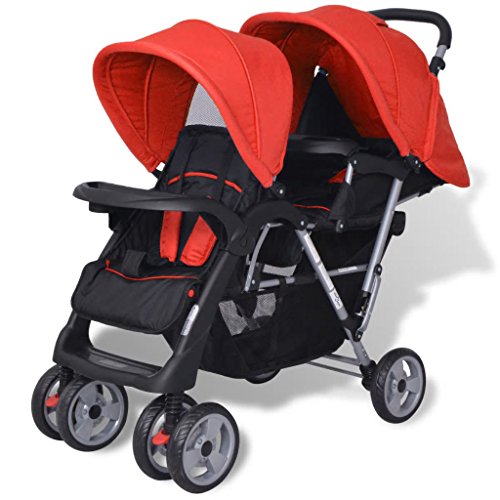 Tidyard Geschwisterwagen Kinderwagen Babywagen Baby Kinder Buggy Zwillingsbuggy Kinderbuggy Reisebuggy Stahl Rot und Schwarz Tidyard Geschwisterwagen Kinderwagen Babywagen Baby Kinder Buggy Zwillingsbuggy Kinderbuggy Reisebuggy Stahl Rot und Schwarz von Tidyard