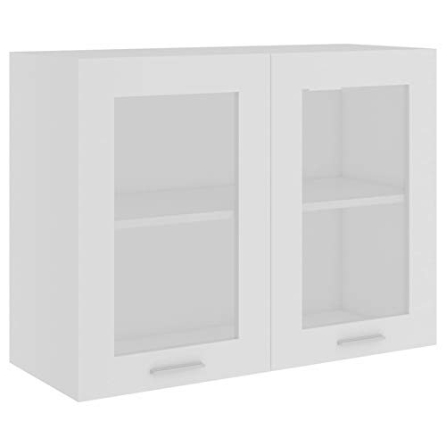 Tidyard Hängeglasschrank Aufbewahrungsschrank 2 Regalböden Hängeschrank Einbauküche Küchenzeile Küchenmöbel Oberschrank Küchenschrank Weiß 80x31x60 cm Spanplatte von Tidyard