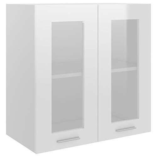 Tidyard Hängeschrank Küchenschrank Küchenzeile Einbauküche Küchenmöbel Oberschrank Hochglanz-Weiß 60x31x60 cm Spanplatte von Tidyard