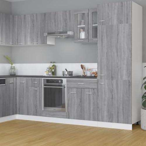 Tidyard Hängeschrank Lyon Glas Grau Sonoma 60x31x60 cm Holzwerkstoff, Premium Küchenraum-Optimierung, Stauraum für Küchengeräte, Wandmontage, für Wohnküchen und Gastronomie von Tidyard