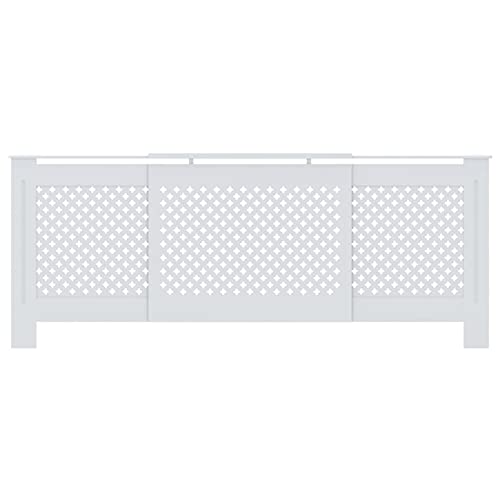 Tidyard Heizkörperverkleidung mit Querlatten Heizungsabdeckung Heizungsverkleidung Heizkörperabdeckung Heizung Abdeckung Heizkörper MDF Weiß 142-205 x 20,5 x 82 cm (B x T x H) von Tidyard