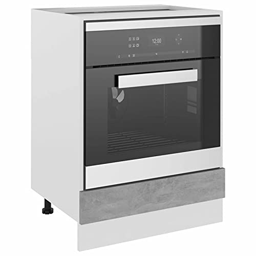 Tidyard Herdumbauschrank Aufbewahrungsschrank Küchenschrank Ofenschrank Backofenschrank Herdschrank Küchenzeile Küchenmöbel Backofen Betongrau 60 x 46 x 81,5 cm (B x T x H) Spanplatte von Tidyard