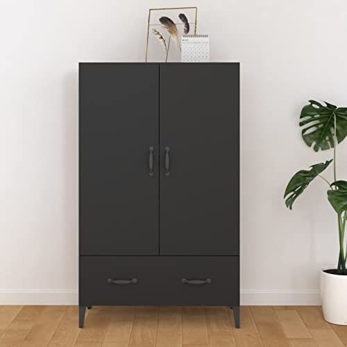 Tidyard Highboard Aufbewahrungsschrank Sideboard Kommode Standschrank Beistellschrank Schrank für Wohnzimmer Schlafzimmer Küche, Mit 2 Türen und 1 Schublade, Schwarz 70x31x115 cm Holzwerkstoff von Tidyard