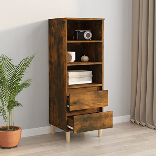 Tidyard Highboard Sideboard mit 3 offene Fächer und 2 Schubladen Kommode Anrichte Schrank Beistellschrank Mehrzweckschrank Standschrank Holzwerkstoff Räuchereiche 40x36x110 cm von Tidyard