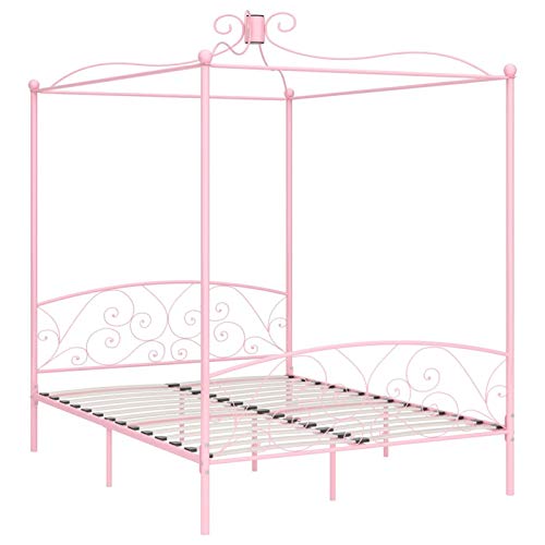 Tidyard Himmelbett-Gestell Bett Bettgestell Bettrahmen Metallbett Lattenrost Schlafzimmerbett Gästezimmer Bett Doppelbett Jugendbett Schlafzimmermöbel Geeignete Matratzengröße:180 x 200 cm (B x L) von Tidyard