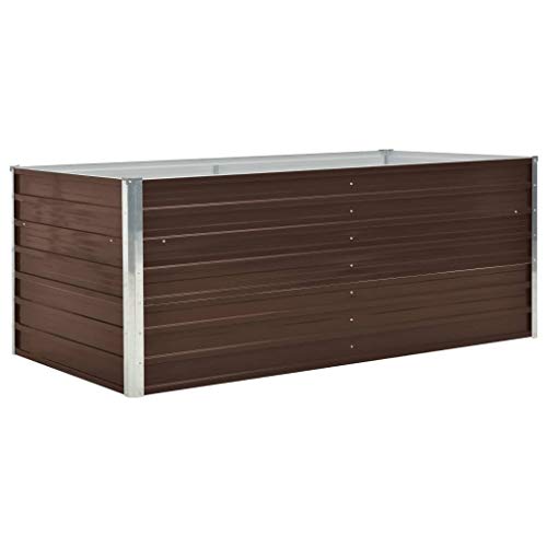 Tidyard Hochbeet Pflanzkübel Blumentopf Blumenkasten Metall Pflanzbeet Gartenbeet Frühbeet Garten Blumenhochbeet für Terrasse & Garten Verzinkter Stahl 160 x 80 x 45 cm Braun von Tidyard