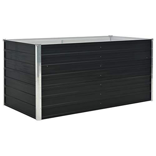 Tidyard Hochbeet Pflanzkübel Blumentopf Blumenkasten Metall Pflanzbeet Gartenbeet Frühbeet Garten Blumenhochbeet für Terrasse & Garten Verzinkter Stahl 160 x 80 x 77 cm Anthrazit von Tidyard
