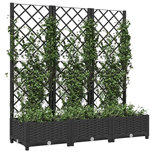 Tidyard Hochbeet mit Rankgitter Pflanzkübel Pflanzkasten Blumenkübel Gartenspalier Spalier Rankhilfe Rankkasten Schwarz 120x40x121,5 cm PP von Tidyard