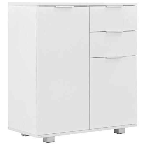 Tidyard Hochglanzschrank Sideboard Beistellschrank Schubladenschrank Mit 2 Schubladen und 2 Türen,Badezimmerschrank Kommode Badschrank Abmessungen:71 x 35 x 76 cm (B x T x H) von Tidyard