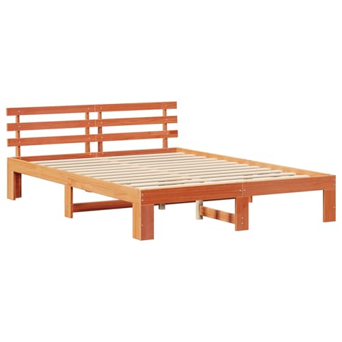 Tidyard Holz-Bettrahmen Wachsbrown Massivholz 160 x 200 cm, Plattformbettgestell doppelbett einzelbetten für Schlafzimmer Gästezimmer872604 von Tidyard