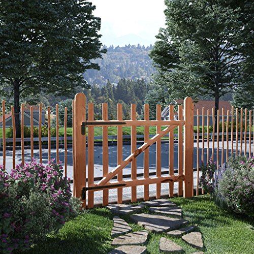 Tidyard Holz Gartentor Zauntor Einflügelig Gartentür Zauntür Einflügeltor Gartenpforte Holztor Imprägniert Haselnussholz Verrottungsfest 100 x 90 cm von Tidyard