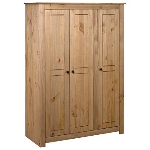 Tidyard Kleiderschrank Schlafzimmerschrank Mit 3 Türen,Dielenschrank Mit 4 Ablagen 1 großen Fach & Kleiderstange,Designschrank Garderobenschrank 118 × 50 × 171,5 cm,Kiefer-Massivholz von Tidyard