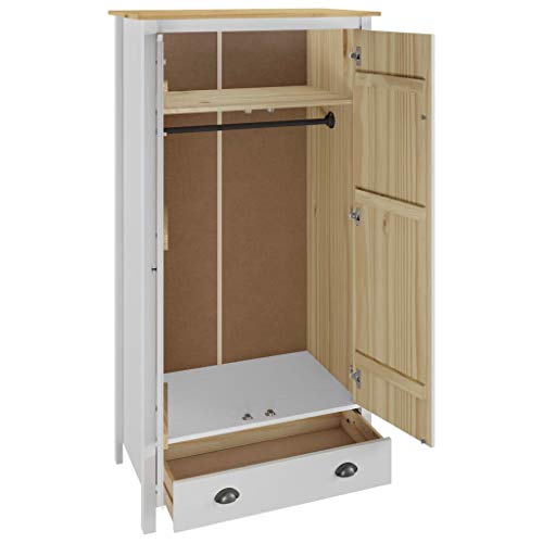 Tidyard Kleiderschrank mit 2 Türen Hill Range Schlafzimmerschrank Wäscheschrank Weiß 89x50x170 cm Kiefer von Tidyard