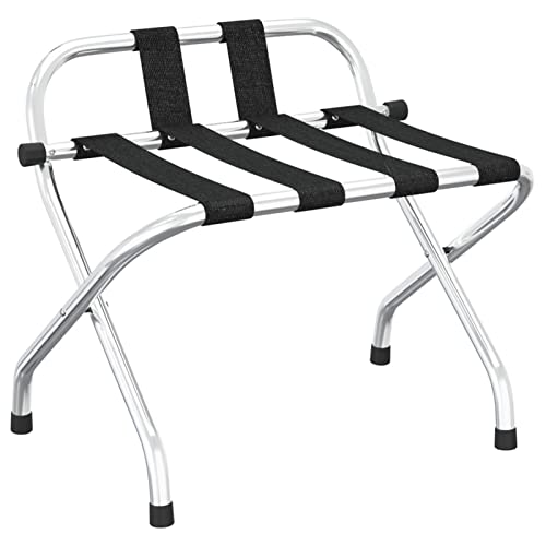 Tidyard Kofferständer Gepäckablage mit Rückenlehne klappbar Kofferbock Kofferablage Silbern 56x39x52cm von Tidyard