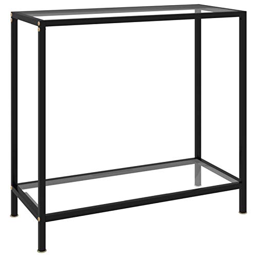 Tidyard Konsolentisch Konsole Beistelltisch Sideboard Flurtisch Wandtisch aus Hartglas,pulverbeschichtetem Stahl,Ablagetisch Frisiertisch Glastisch Bürotisch Deko,Größenauswahl von Tidyard