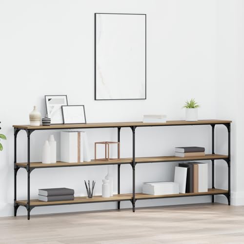 Tidyard Konsolentisch Massivholz Eiche 200x29x75 cm Mehrschichtholz, Schmaler Flurtisch Ablagetisch für Eingangsbereich Wohnzimmer Home Office von Tidyard