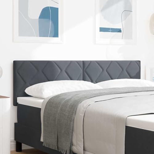 Tidyard Kopfteil Diamantblocks Design Dunkelgrau 140 cm Samt, Polsterkopfteil Betthaupt Bettkopfteil Schlafzimmer Wohnzimmer Paneele42007249 von Tidyard