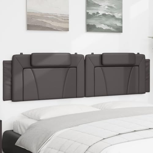 Tidyard Kopfteil-Kissen Grau 200 cm Kunstleder, Polsterkopfteil Betthaupt Bettkopfteil Schlafzimmer Wohnzimmer Paneele374817 von Tidyard