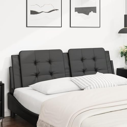 Tidyard Kopfteil-Kissen Schwarz 152 cm Kunstleder, Polsterkopfteil Betthaupt Bettkopfteil Schlafzimmer Wohnzimmer Paneele374890 von Tidyard
