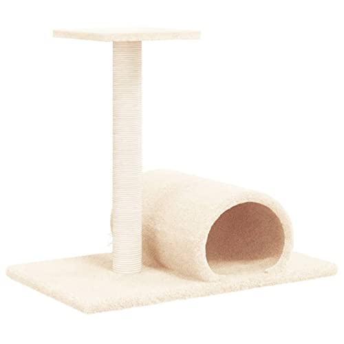 Tidyard Kratzbaum Katzenmöbel Kletterbaum Katzenkratzbaum Katzenbaum Aktivitätskratzbäum Kletterturm Kratzbäumen Kratzstamm 60 x 34,5 x 50 cm (L x B x H) Holzwerkstoff, Plüsch, Sisal Creme von Tidyard