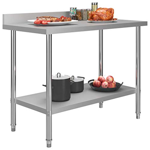 Tidyard Küchen-Arbeitstisch mit Aufkantung 120 x 60 x 93 cm Edelstahl Verstellbare Füße Gastronomie Gastro Edelstahltisch Küchentisch Zerlegetisch Tisch von Tidyard