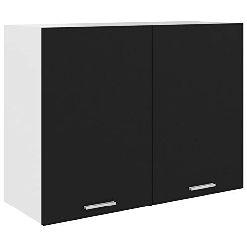 Tidyard Küchenschrank 2 Regalböden Hängeschrank Küche Schrank Einbauküche Küchenzeile Küchenmöbel Oberschrank Spanplatte, Schwarz 80 x 31 x 60 cm (B x T x H) von Tidyard