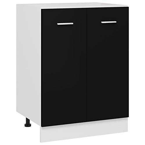 Tidyard Küchenschrank mit 2 Türen Regalböden Küche Schrank Küchenzeile Küchenmöbel Küchenunterschrank Unterschrank Spanplatte, Schwarz 60 x 46 x 81,5 cm von Tidyard