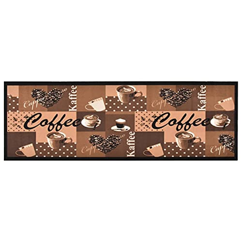 Tidyard Küchenteppich Waschbar rutschfest Küchenläufer Teppichläufer Läufer Cafe Coffee Flurteppich Küche Bodenmatte Fußmatte Kaffee Braun 60x180cm von Tidyard