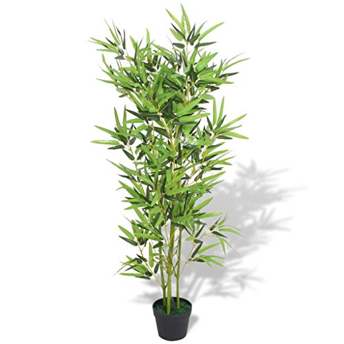 Tidyard Kunstpflanze Kunstbaum Kunstbambus Bambuspflanze mit Topf 120 cm Grün von Tidyard