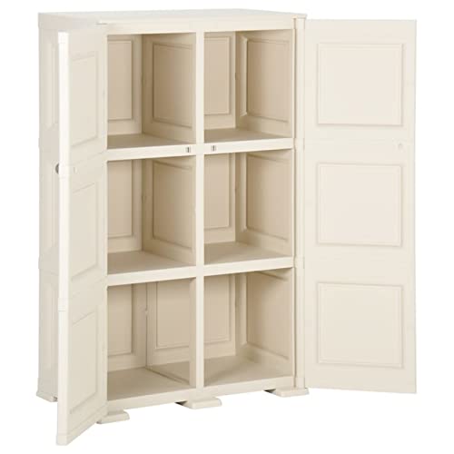 Tidyard Kunststoffschrank Balkonschrank Gartenschrank Terrassenschrank Haushaltsschrank Spindschrank Holzdesign Cremefarbend 79x43x125 cm von Tidyard