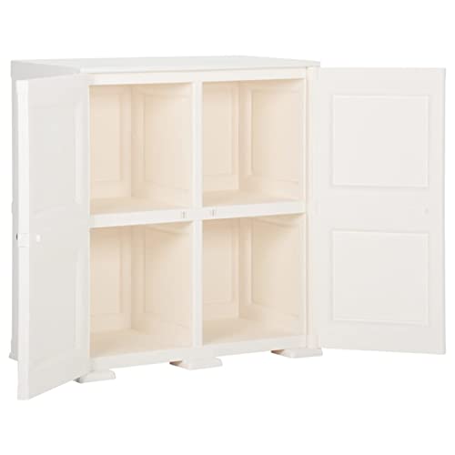 Tidyard Kunststoffschrank Balkonschrank Gartenschrank Terrassenschrank Haushaltsschrank Spindschrank Holzdesign Weiß 79x43x85,5 cm von Tidyard