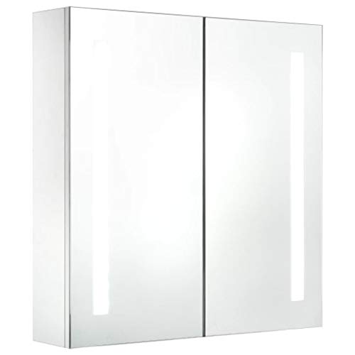 Tidyard LED Bad Spiegelschrank mit 2 Türen Wandspiegel Badezimmerspiegel Hängeschrank Badspiegel Lichspiegel Wandschrank 62 x 14 x 60 cm von Tidyard