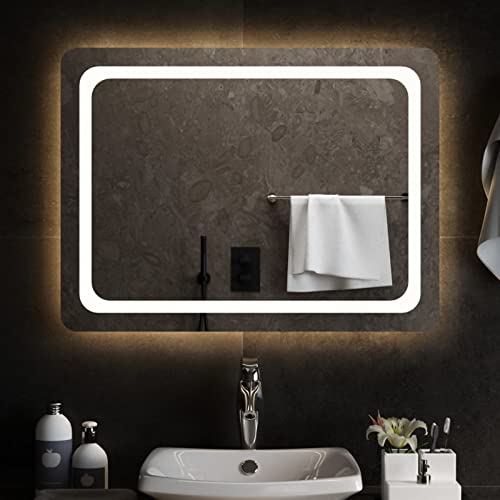 Tidyard LED Badspiegel mit Beleuchtung Badezimmer Wandspiegel Badezimmerspiegel Lichtspiegel Schminkspiegel LED Spiegel Glas für Bad,IP-Schutzklasse: IP65,80x60 cm von Tidyard