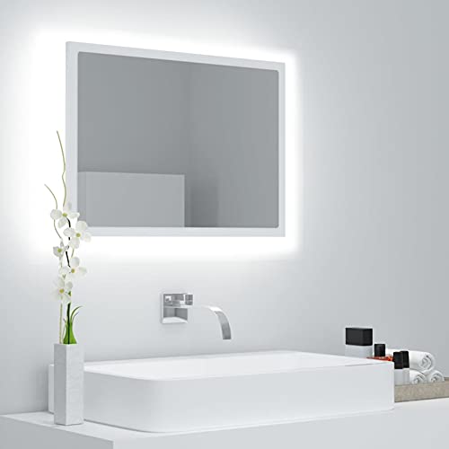 Tidyard LED-Badspiegel mit RGB-Leuchte Wandspiegel Badezimmerspiegel Lichtspiegel Hängespiegel Badezimmer Beleuchtung Weiß 60x8,5x37 cm Spanplatte von Tidyard