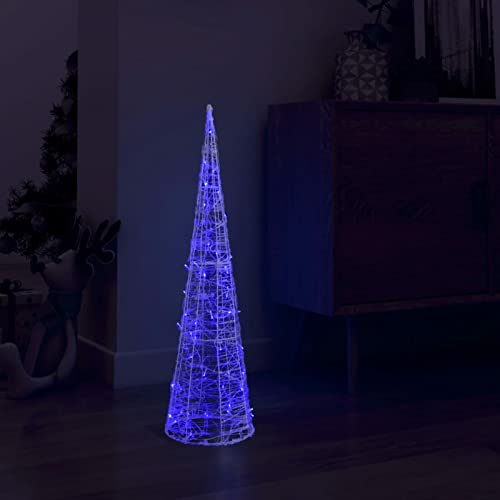 Tidyard LED-Leuchtkegel Acryl Deko mit 8 Lichteffekten Weihnachtsbeleuchtung Weihnachtsdeko Dekorationsleuchte Lichterkette Christmas-Leuchte Pyramide Blau 90 cm von Tidyard