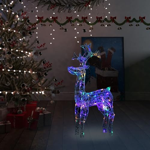 Tidyard LED Rentier Weihnachtsdeko Beleuchtet Weihnachtsbeleuchtung Weihnachtsdekoration Deko Figur Innen Außen Acryl 90 LEDs 60x16x100 cm Bunt USB-Verbindung von Tidyard