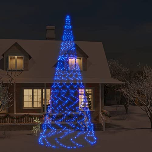 Tidyard LED-Weihnachtsbaum für Fahnenmast-Beleuchtung Christbaumbeleuchtung Tannenbaum Lichterbaum Stern Beleuchtung Außen Beleuchtet Lichterkette 3000 LEDs 230 x 800 cm (Durchmesser x H) von Tidyard