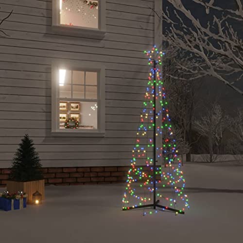 Tidyard LED-Weihnachtsbaum Kegelform, Weihnachtsbaum LED Lichterkette, Christbaumbeleuchtung, LED Weihnachten Lichterkette Außen, Weihnachtsbeleuchtung Lichternetz, Mehrfarbig 200 LEDs 70x180 cm von Tidyard