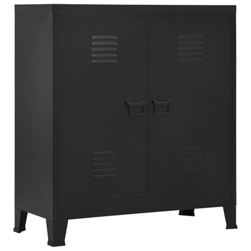 Tidyard Lagerschrank Industrial Schwarz 90x40x100 cm Stahl Aufbewahrungsschrank für Wohnzimmer Schlafbereich Flur Schlafzimmer von Tidyard