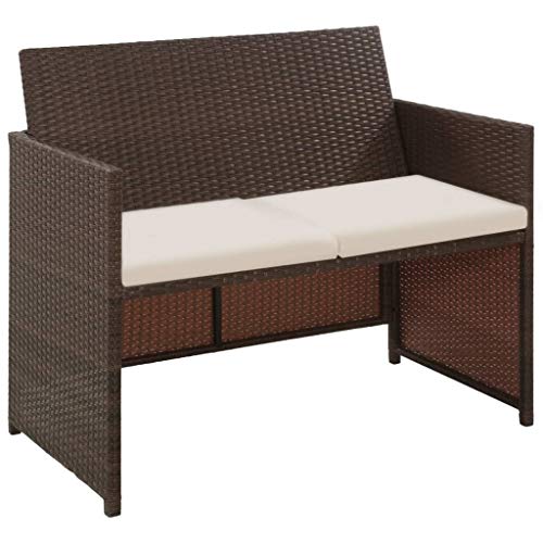 Tidyard Lounge Sofa 2-Sitzer Couch aus Poly Rattan, Wetterfesten und Wasserdichten, für Garten, Balkon, Terrasse, 100x56x85cm, Braun von Tidyard